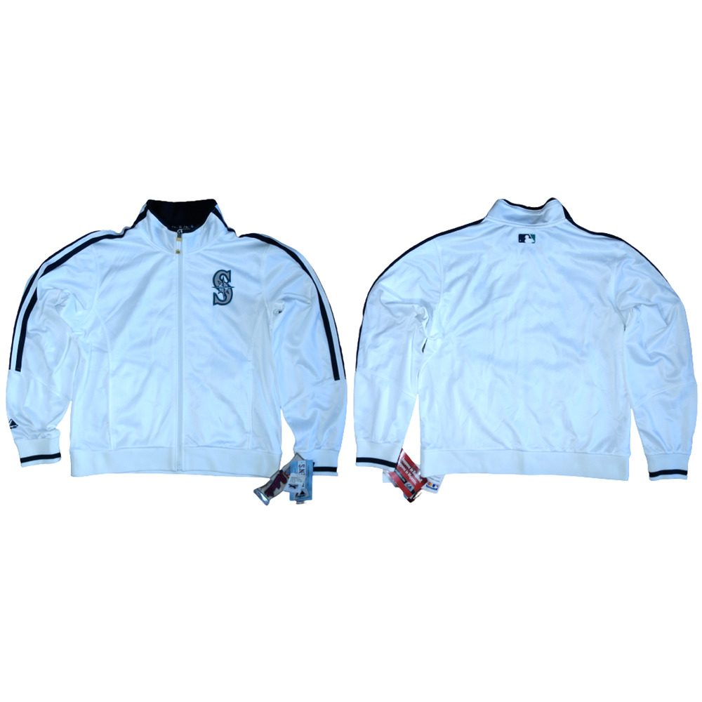 Seattle Mariners Track Jacket Womens XL Therma Base Full Zip Pockets White/Black